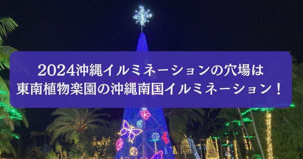 沖縄の東南植物楽園の2024沖縄南国イルミネーションのシンボルであるクリスマスツリーの写真。